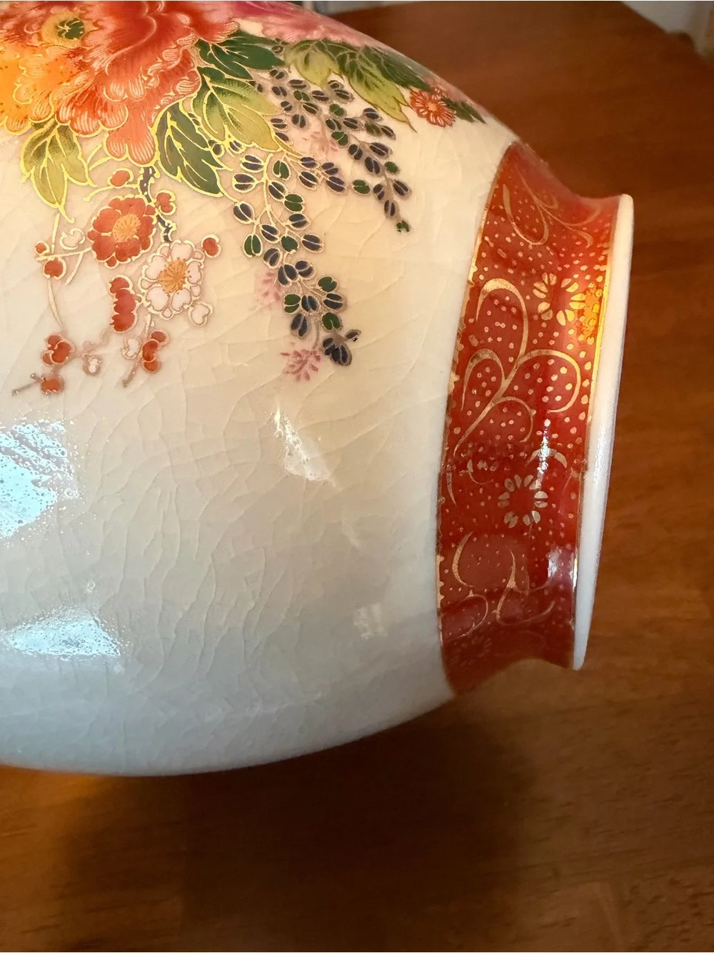 Vintage Satsuma Style Floral Ceramic Vase